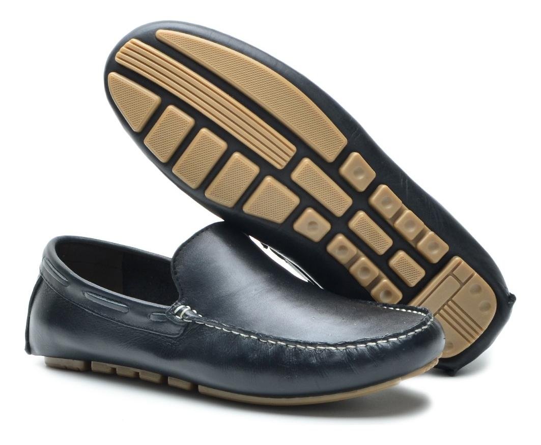 Mocassim Masculino Casual Estilo Drive Couro Confortavel Preto 4