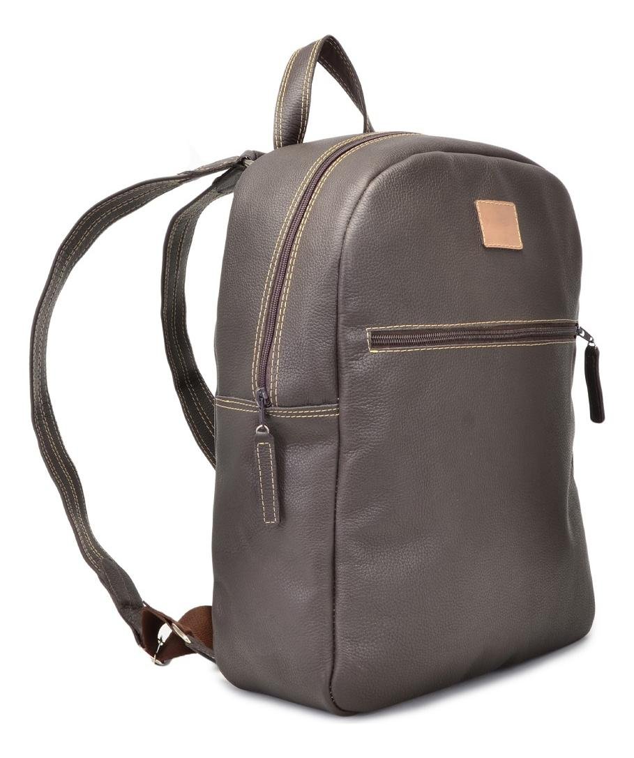 Mochila Reforcada Couro com Compartimento para Notebook Casual Marrom 2