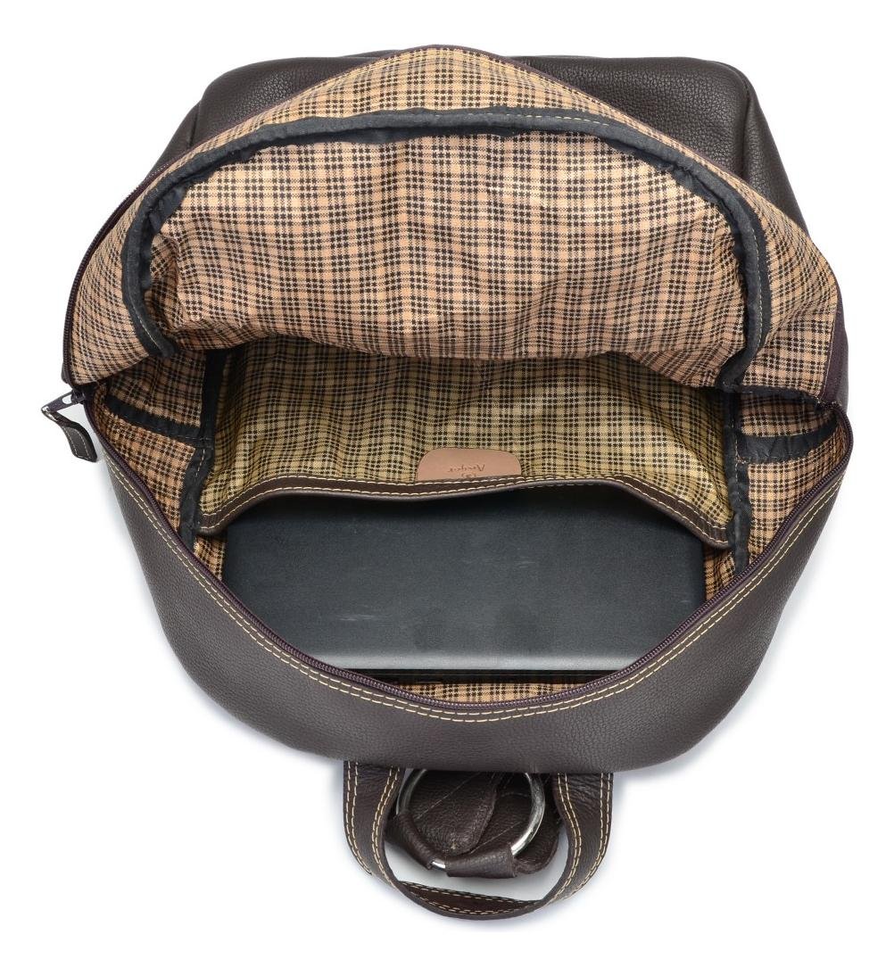 Mochila Reforcada Couro com Compartimento para Notebook Casual Marrom 3