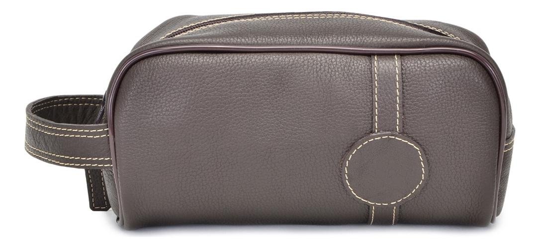 Necessaire Masculina Media Couro Fechamento com Ziper