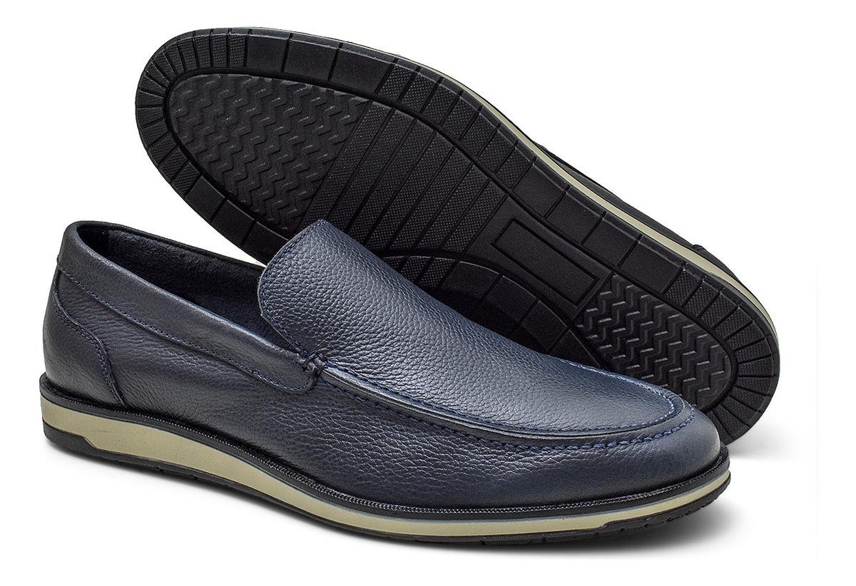 Mocassim Masculino Casual Estilo Drive Couro Confortavel Preto 4