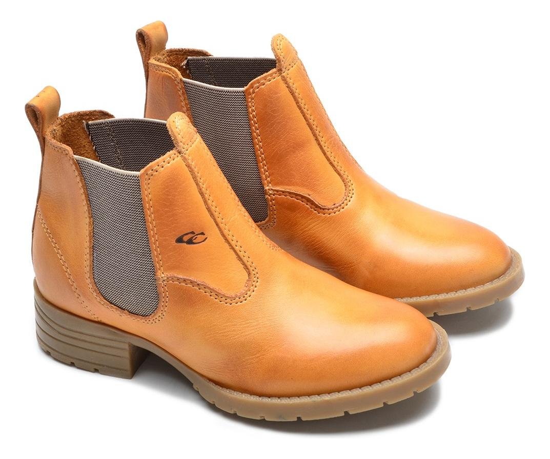 Botina Infantil Couro Menino e Menina Macia Confortavel Resistente Bege 3