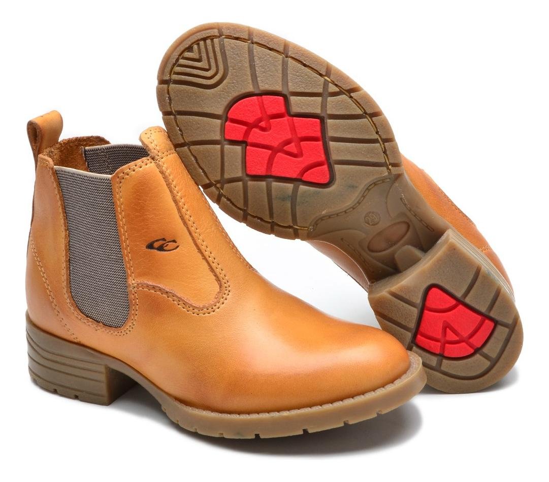 Botina Infantil Couro Menino e Menina Macia Confortavel Resistente Bege 5