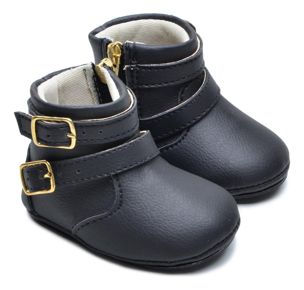 Botinha Infantil Bebe Lisa Fivelas Conforto Preto 4