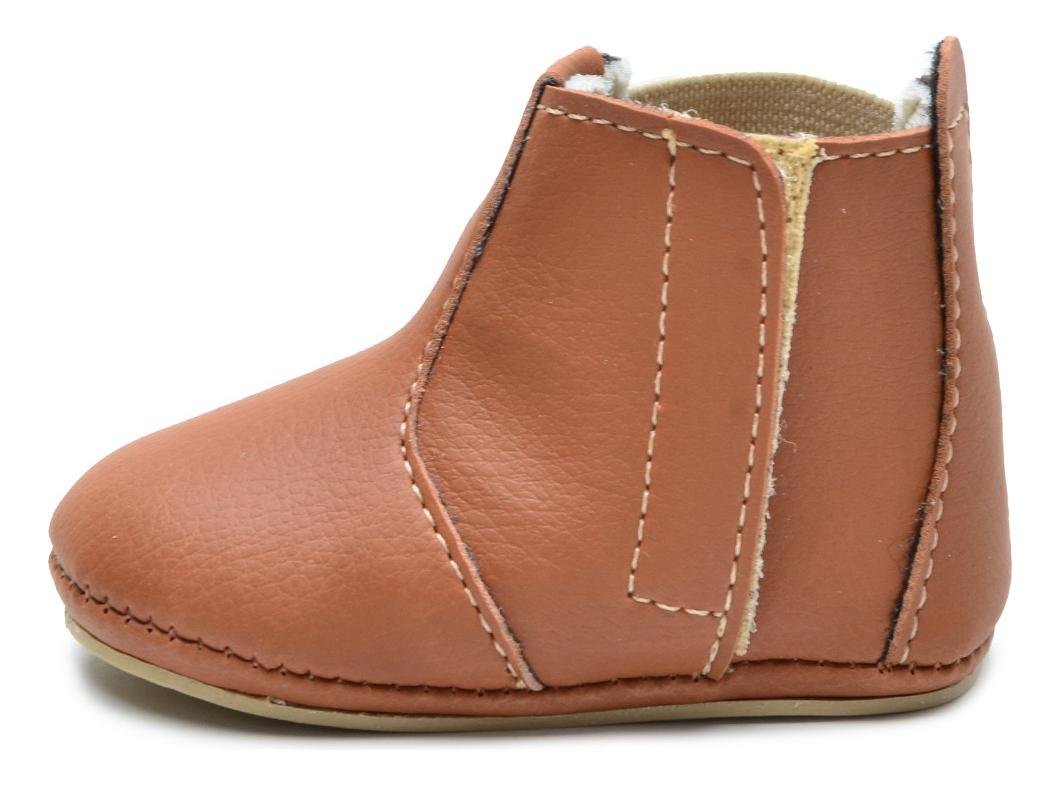 Botinha Infantil Bebe Detalhe de Fivela Conforto Casual Marrom Claro 3