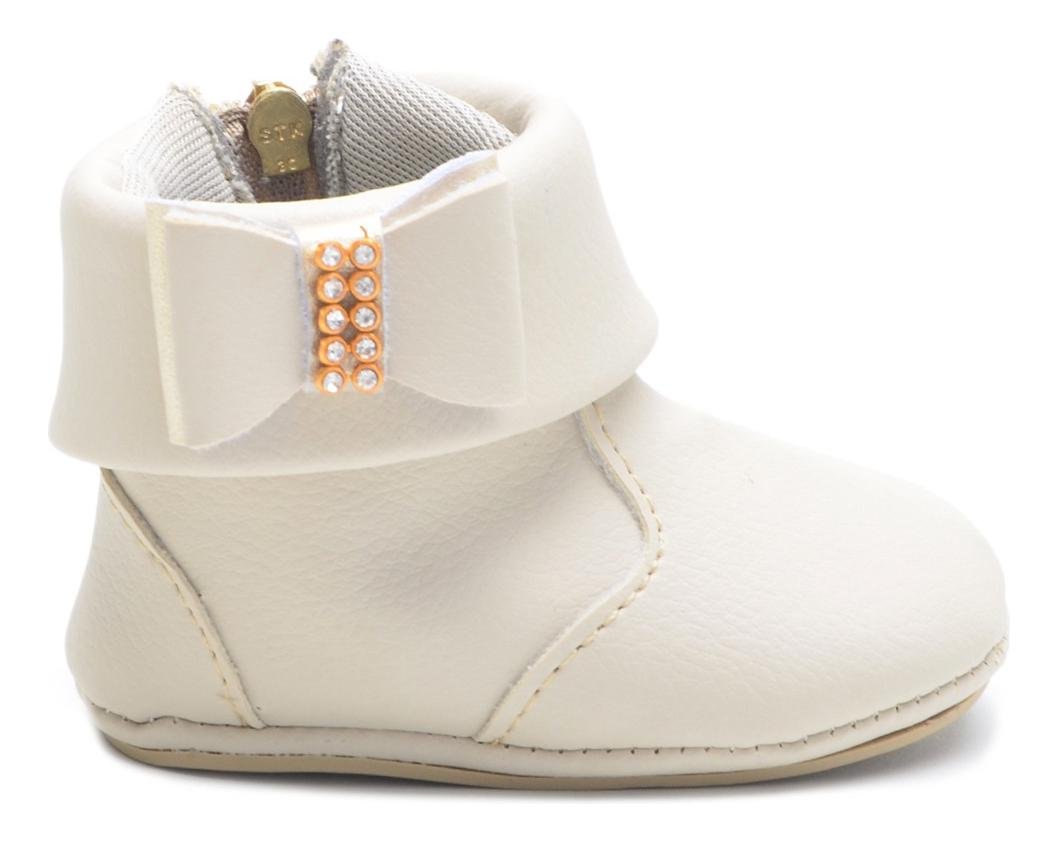 Botinha Infantil de Bebe Laco e Strass Conforto