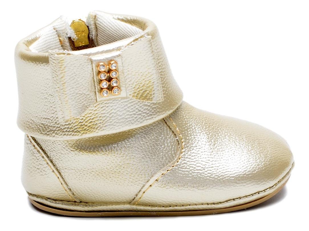 Botinha Infantil de Bebe Laco e Strass Conforto