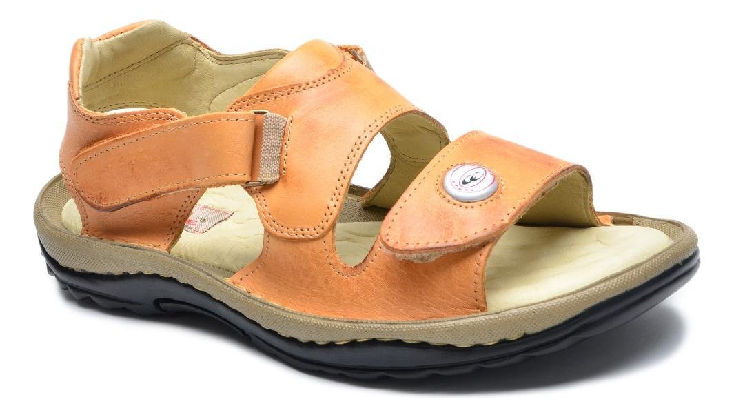 Chinelo Masculino Couro Palmilha Gel Solado Borracha Conforto Marrom 2