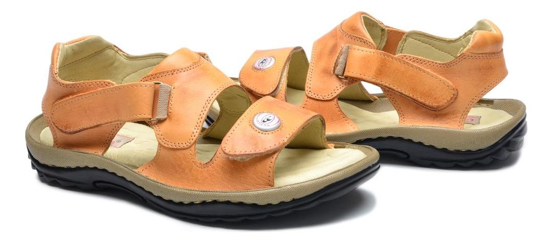 Chinelo Masculino Couro Palmilha Gel Solado Borracha Conforto Marrom 4