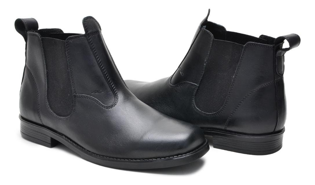 Coturno Masculino Couro Chelsea Boot Cano Curto Confortavel Classico Preto 4