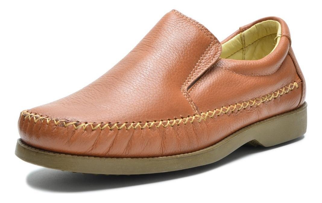 Mocassim Couro Masculino Conforto com Elastico Lateral Casual