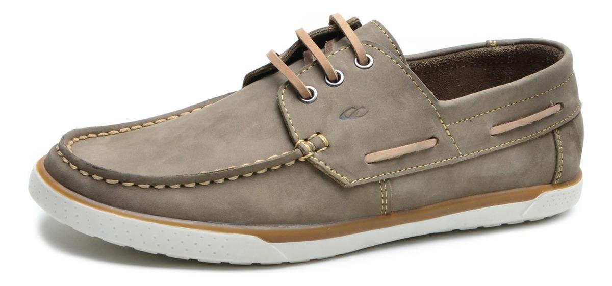 Docksider Masculino Couro Nobuck Cadarco e Solado em Borracha Casual