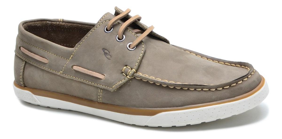 Docksider Masculino Couro Nobuck Cadarco e Solado em Borracha Casual Cinza 2