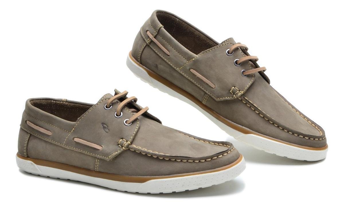 Docksider Masculino Couro Nobuck Cadarco e Solado em Borracha Casual Cinza 4