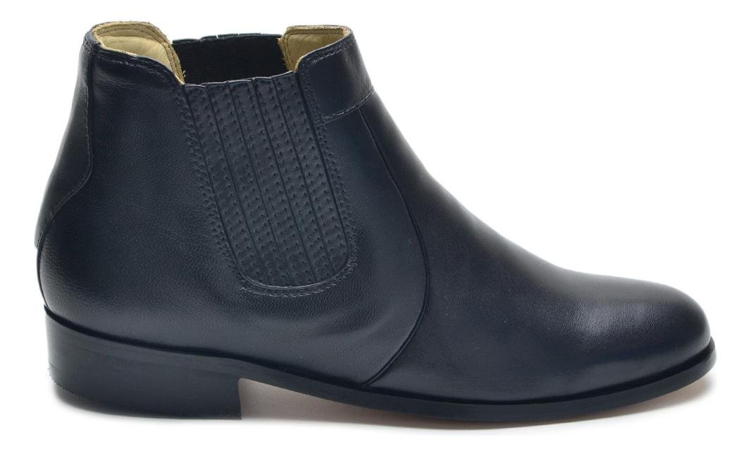 Botinha Masculina Bota Couro Cano Curto Social Conforto Palmilha Gel Solado Costurado Preto 3