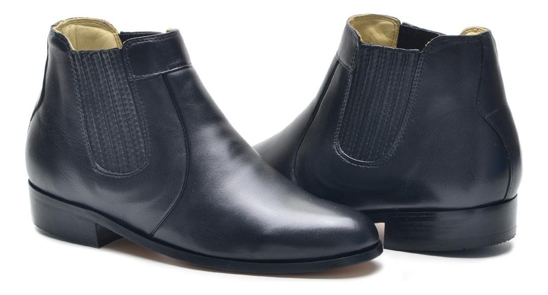 Botinha Masculina Bota Couro Cano Curto Social Conforto Palmilha Gel Solado Costurado Preto 5