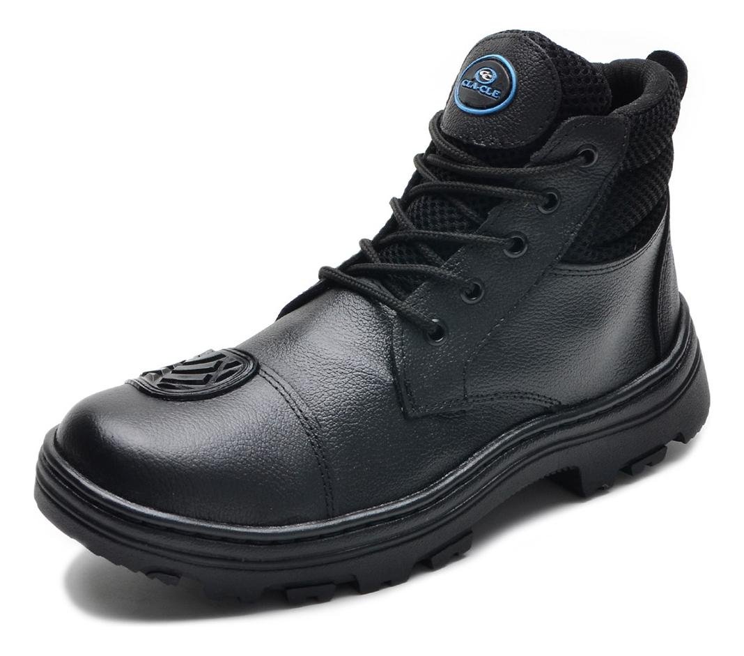 Coturno Unissex Motociclista Couro Pedaleira Solado em Borracha Conforto