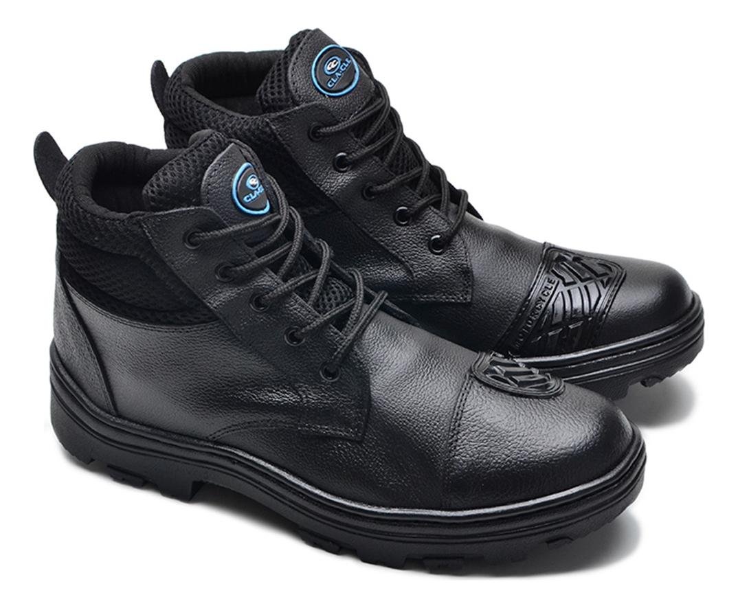 Coturno Unissex Motociclista Couro Pedaleira Solado em Borracha Conforto Preto 3