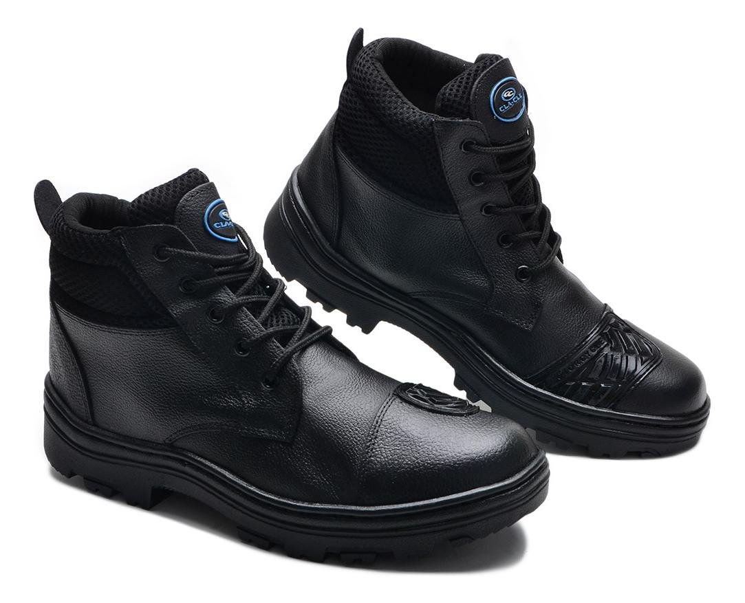 Coturno Unissex Motociclista Couro Pedaleira Solado em Borracha Conforto Preto 5