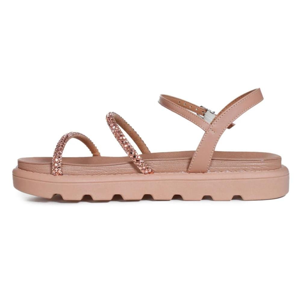 Sandália Vizzano Rasteira Strass Feminina Nude 2