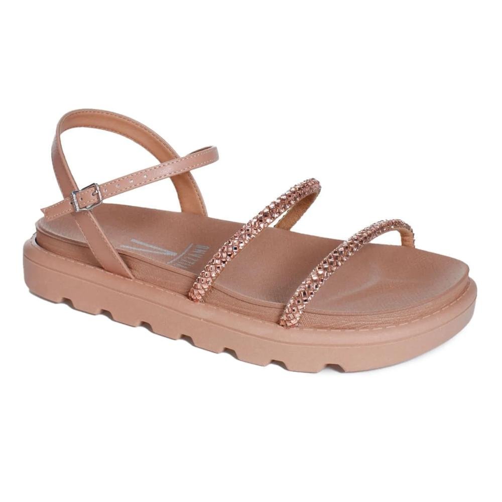 Sandália Vizzano Rasteira Strass Feminina Nude 4