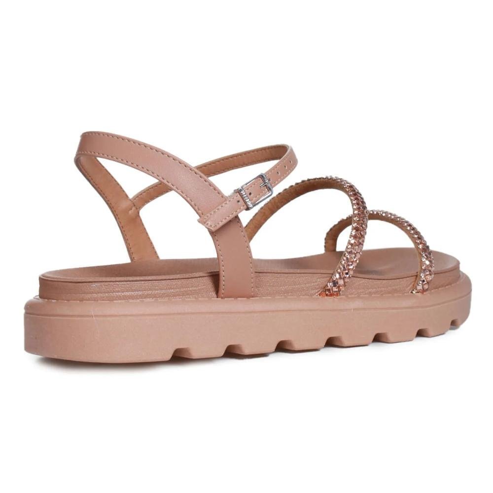 Sandália Vizzano Rasteira Strass Feminina Nude 6
