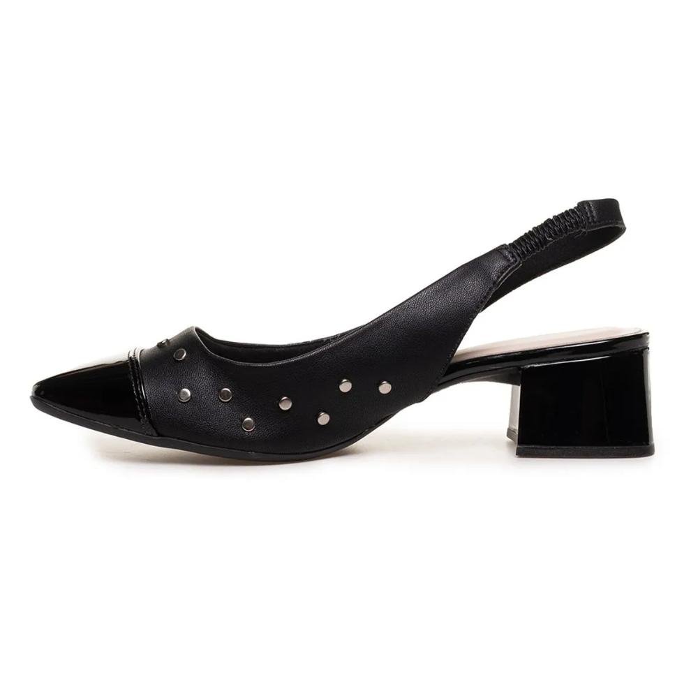 Sapato Bebecê Salto Bloco Tachas Feminino Preto 2
