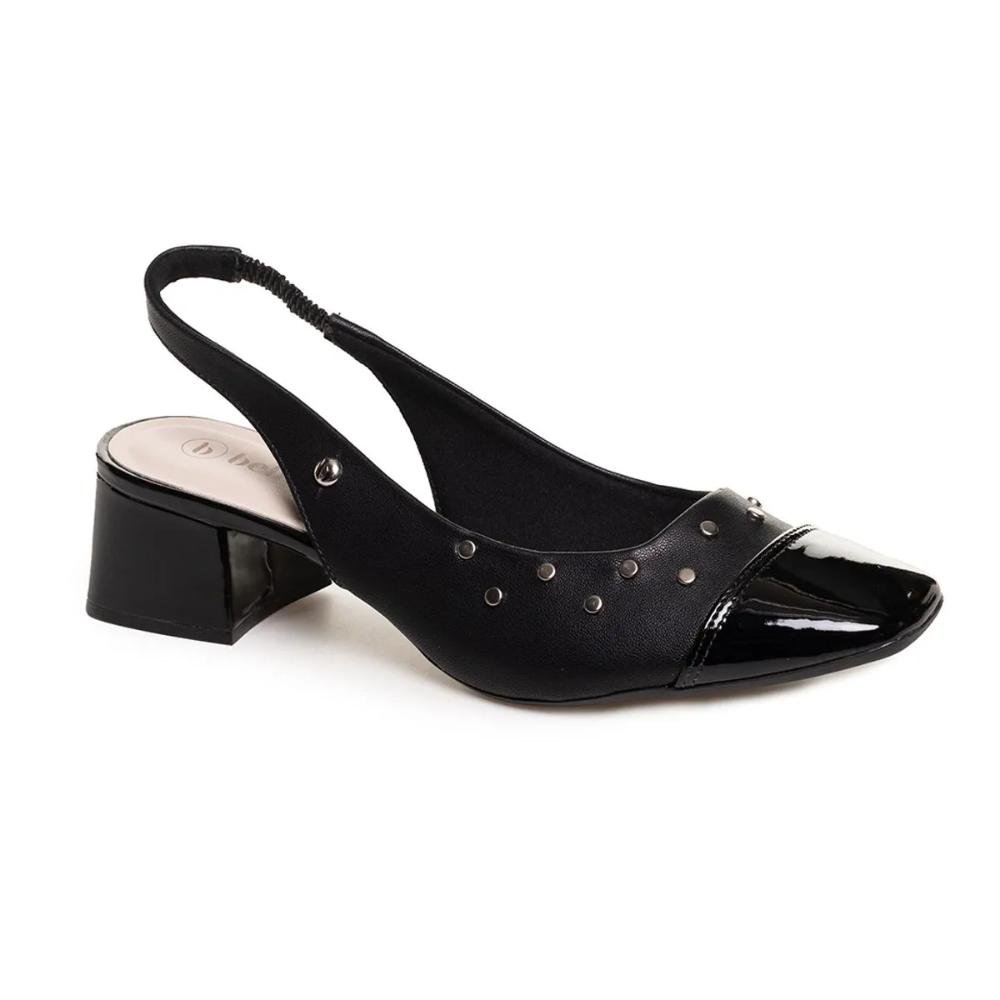 Sapato Bebecê Salto Bloco Tachas Feminino Preto 4