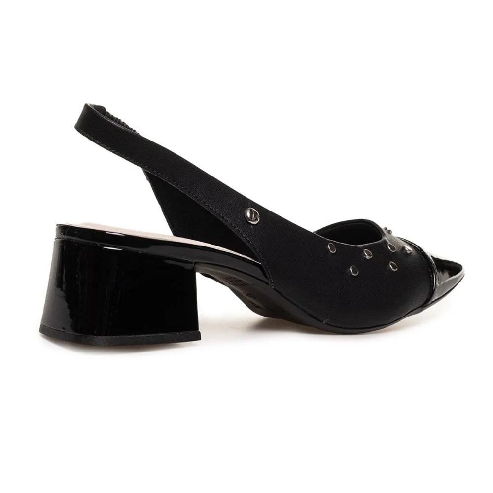 Sapato Bebecê Salto Bloco Tachas Feminino Preto 6