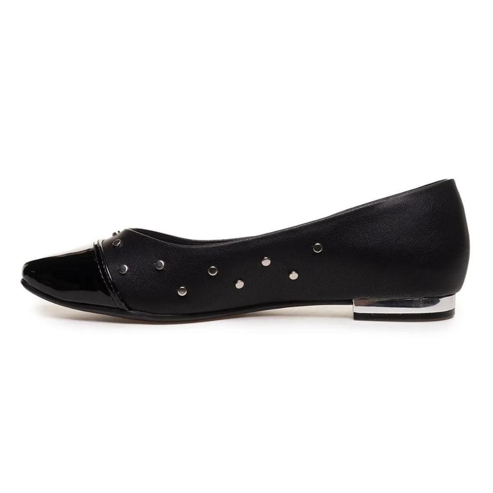 Sapatilha Bebecê Bico Redondo Tachas Feminina Preto 2