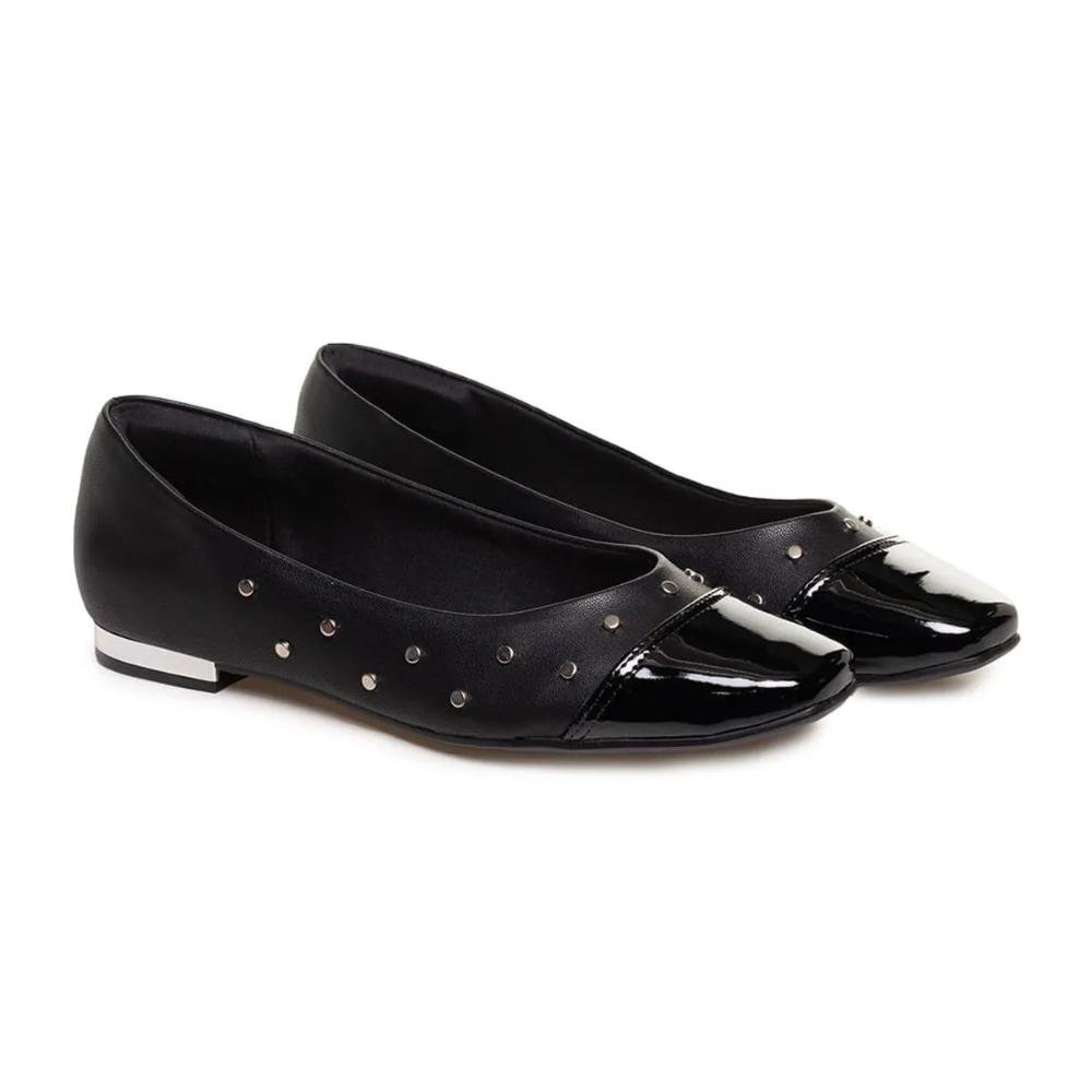 Sapatilha Bebecê Bico Redondo Tachas Feminina Preto 3