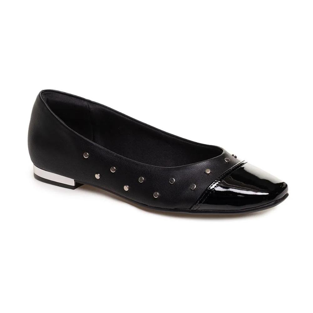 Sapatilha Bebecê Bico Redondo Tachas Feminina Preto 4