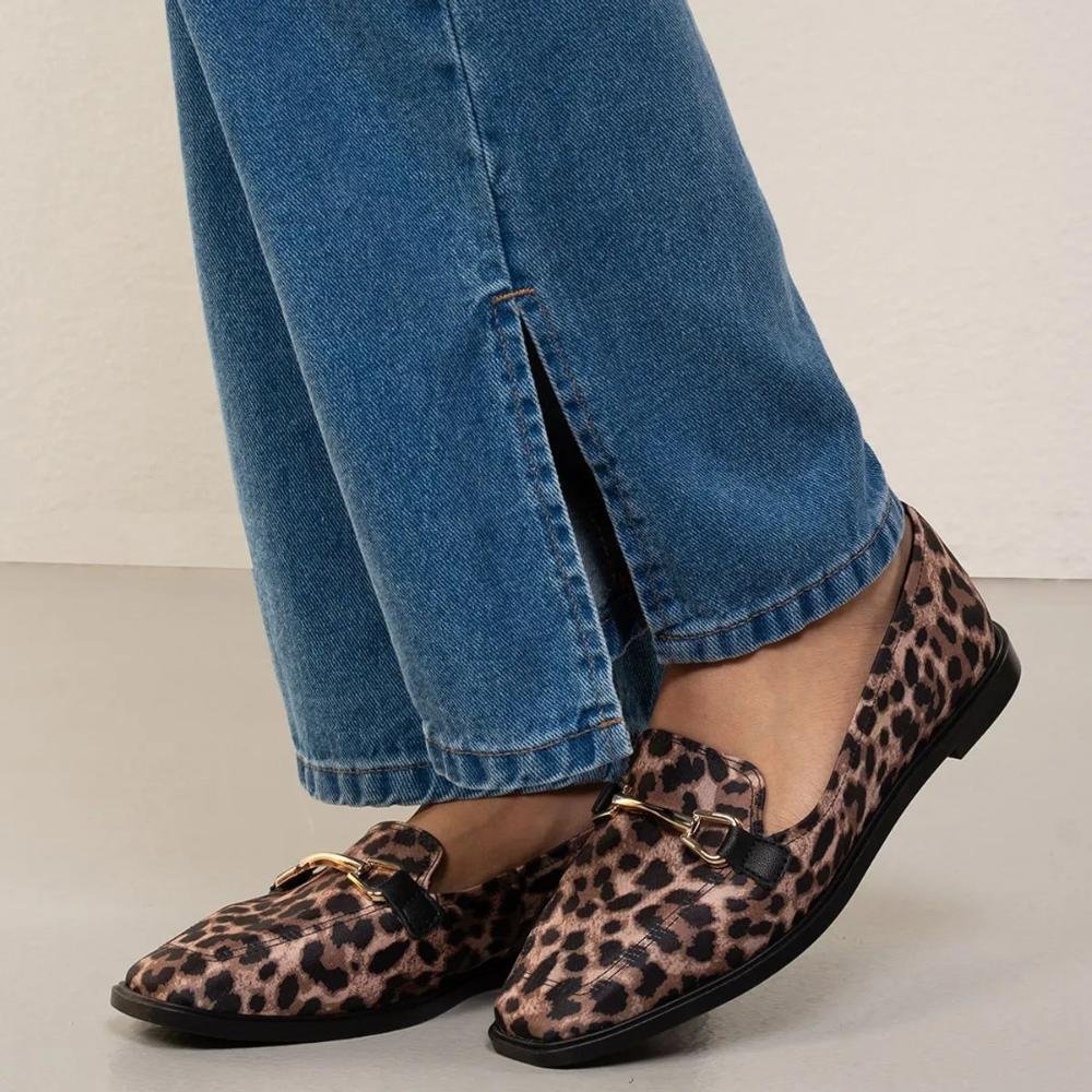 Sapato Mocassim Bebecê Estampado Feminino Onça 7