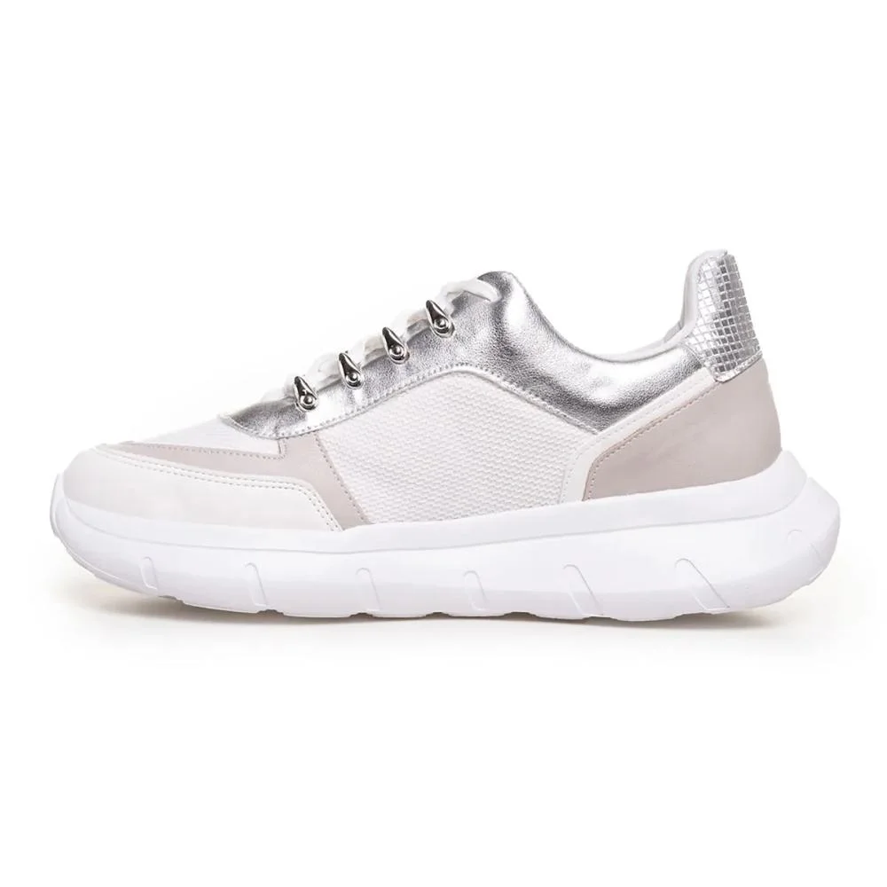 Tênis Bebecê Casual Metal Feminino Branco/Cinza/Prata 2