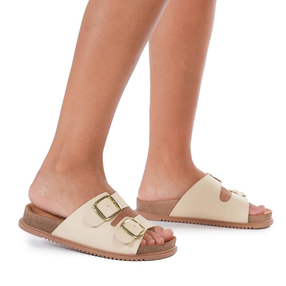 Papete Beira Rio Napa Turim Feminina Creme 8