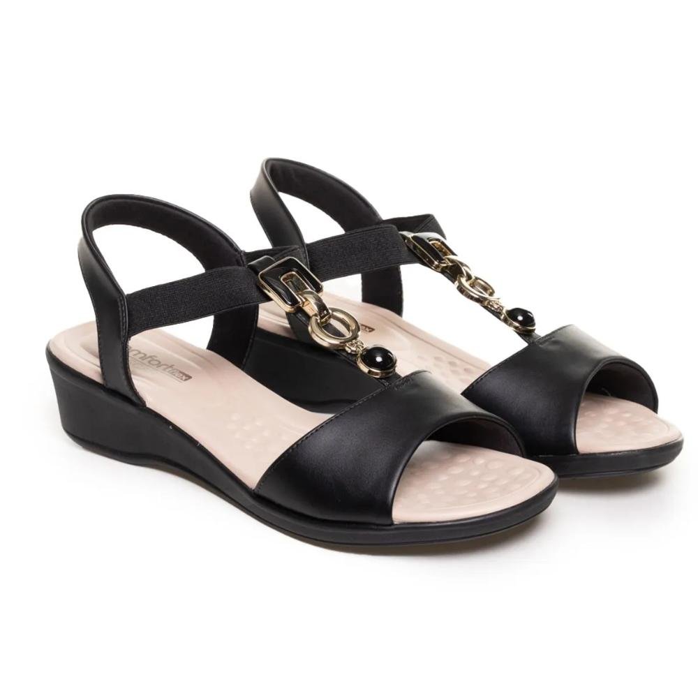 Sandália Comfortflex Anabela Feminina Preto 3