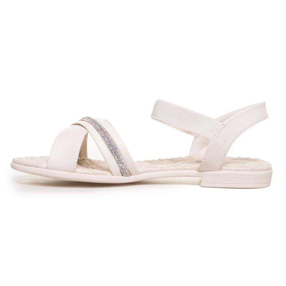 Sandália Comfortflex Rasteira Strass Feminina Branco 2
