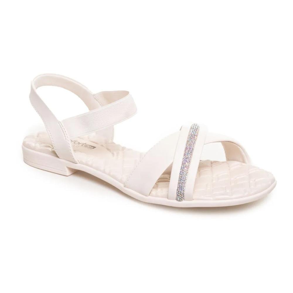 Sandália Comfortflex Rasteira Strass Feminina Branco 4