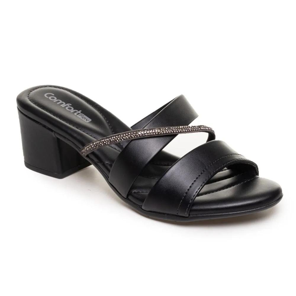 Tamanco Comfortflex Salto Grosso Feminino Preto 4