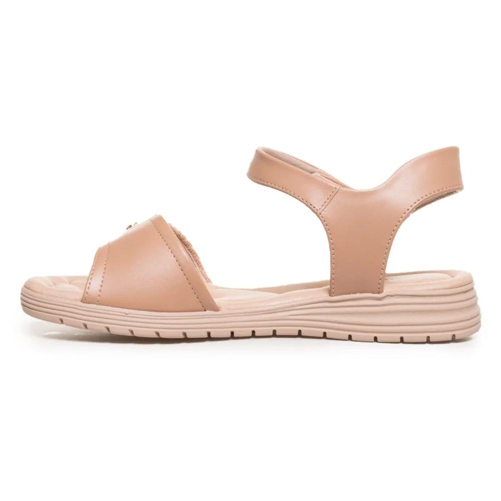 Sandália Comfortflex Velcro Feminina Bege 2