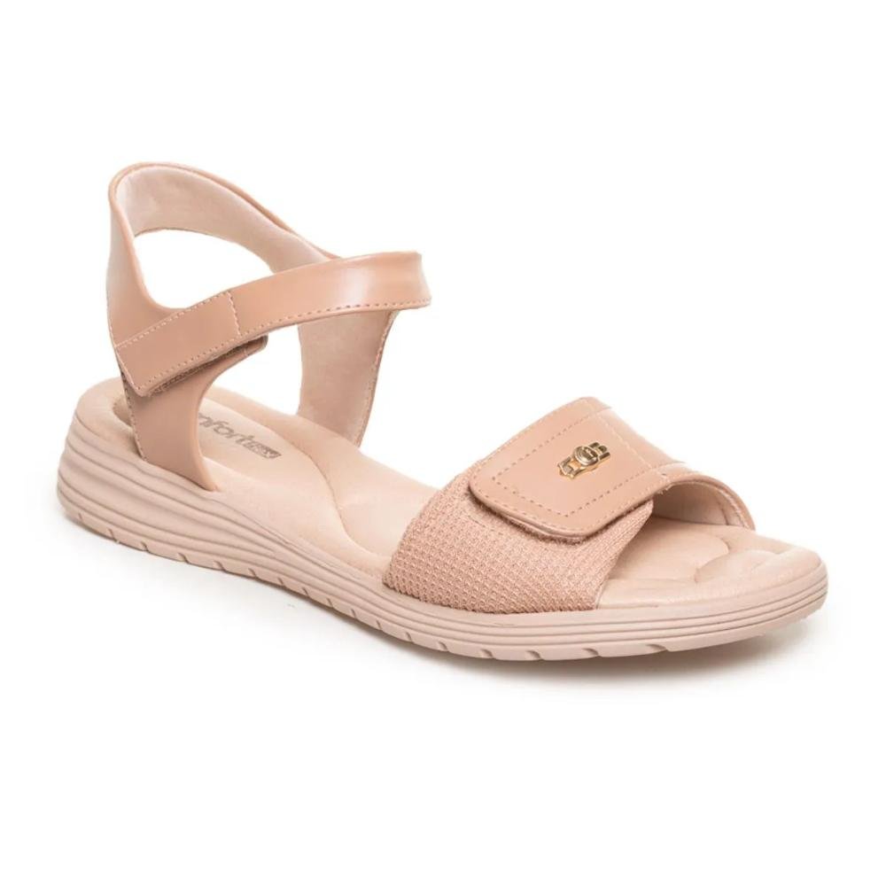 Sandália Comfortflex Velcro Feminina Bege 4