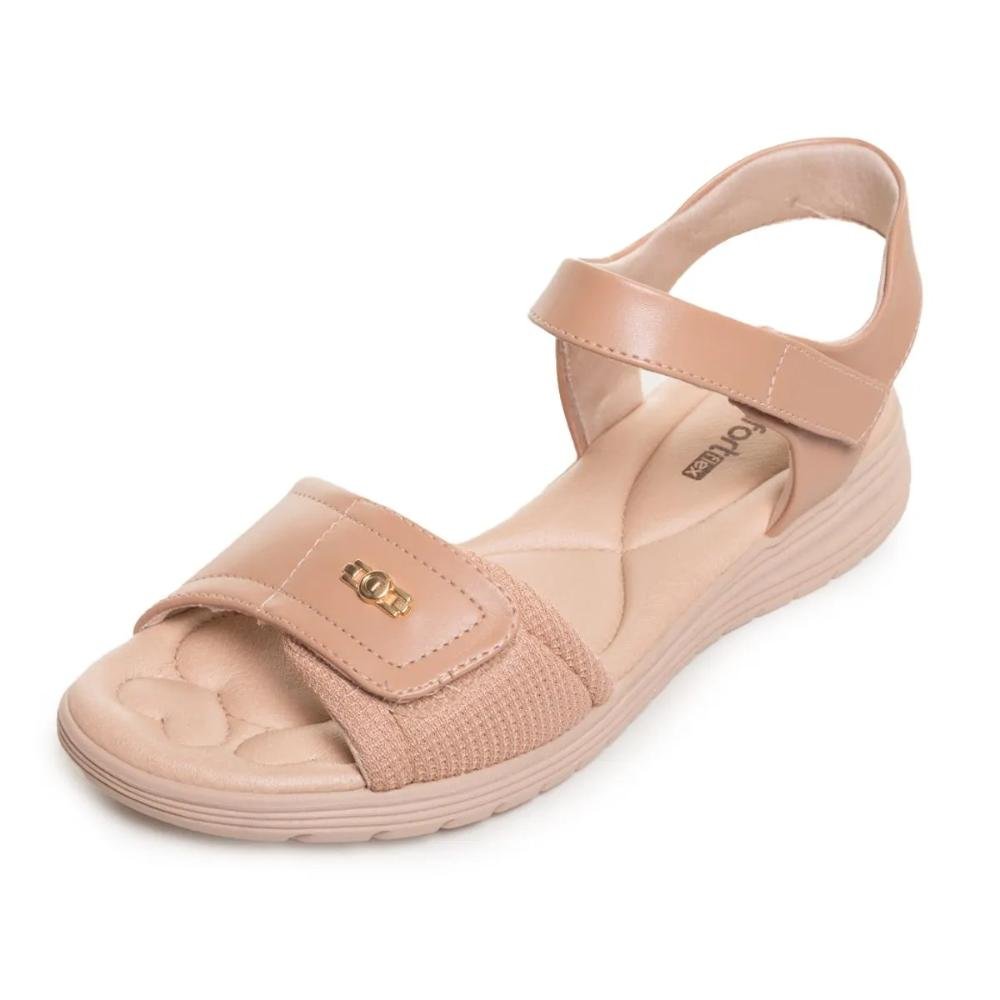 Sandália Comfortflex Velcro Feminina Bege 5