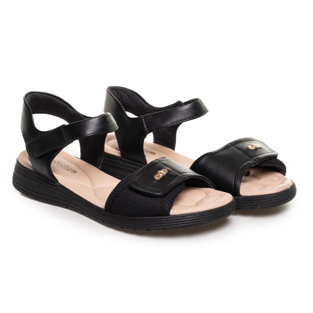 Sandália Comfortflex Velcro Feminina Preto 3