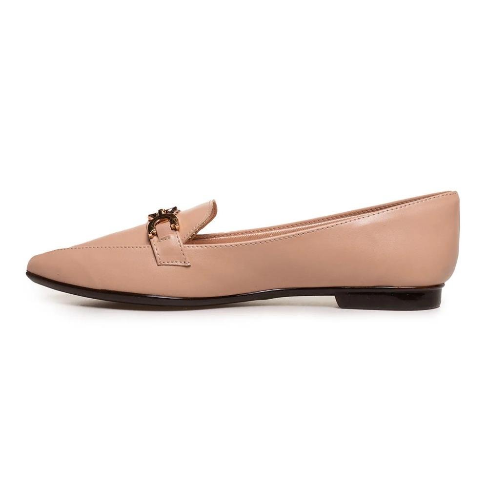Sapato Mocassim Light Gel Bico Fino Fivela Feminino Bege 2