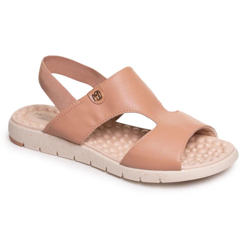 Sandália Modare Anabela Elástico Recortes Feminina Nude 4