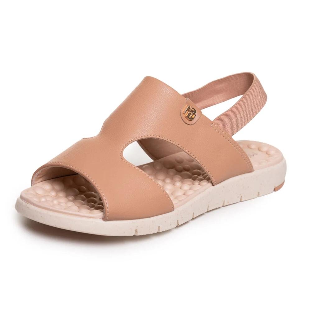 Sandália Modare Anabela Elástico Recortes Feminina Nude 5
