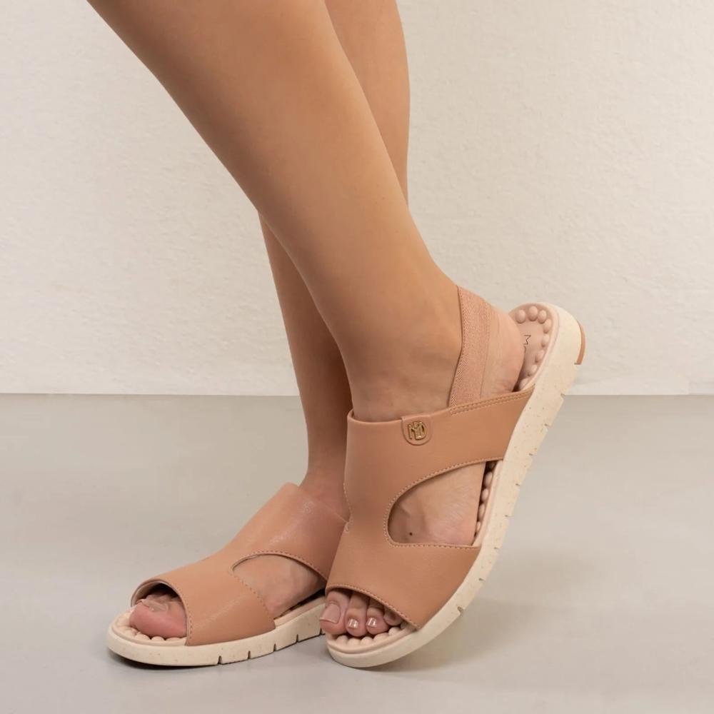 Sandália Modare Anabela Elástico Recortes Feminina Nude 8