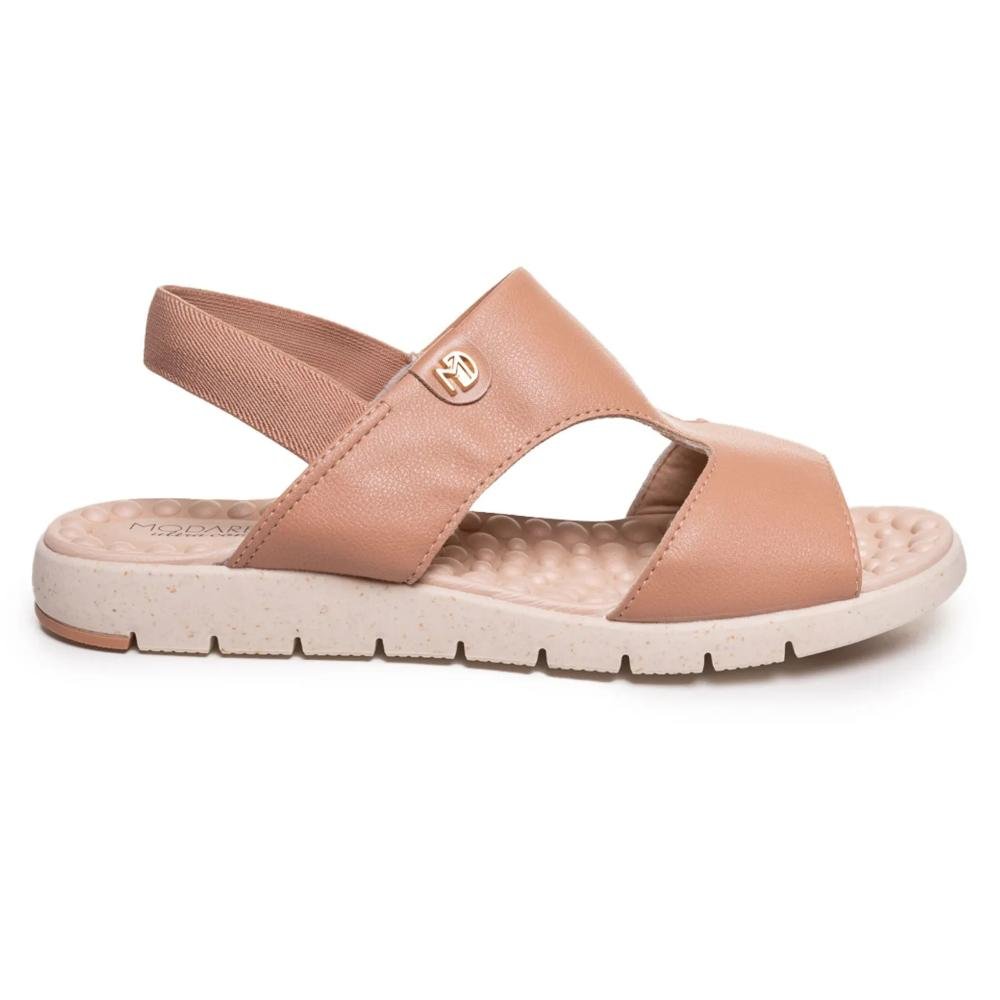 Sandália Modare Anabela Elástico Recortes Feminina Nude 1