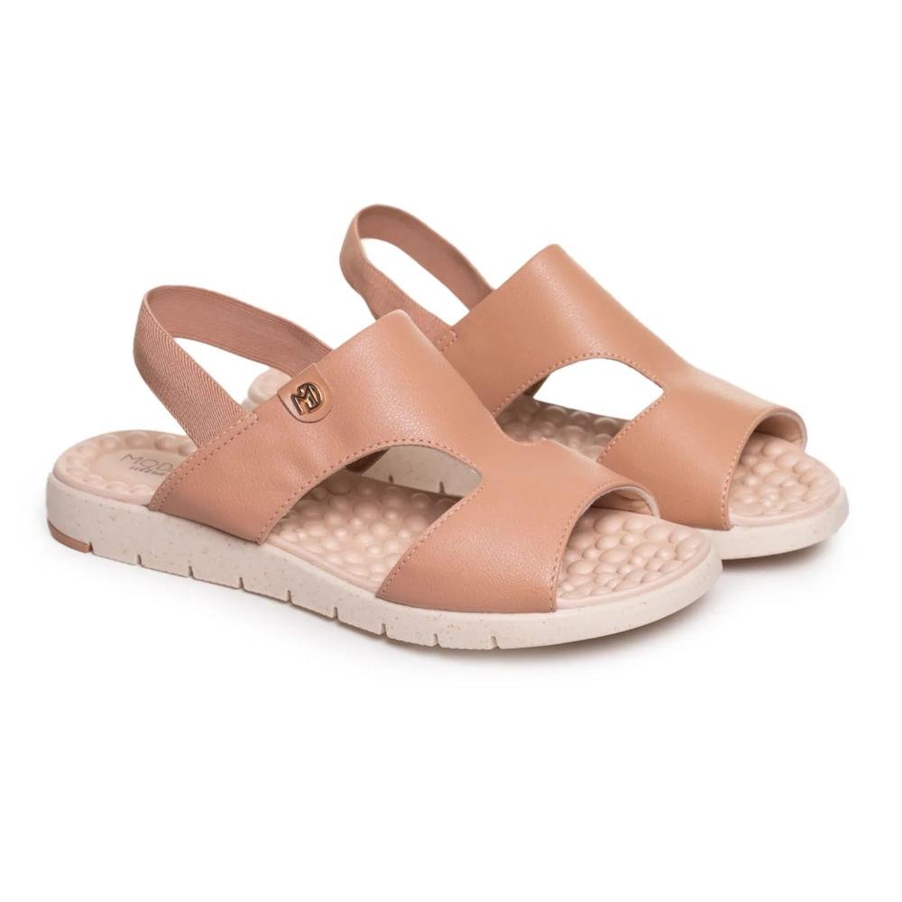 Sandália Modare Anabela Elástico Recortes Feminina Nude 3