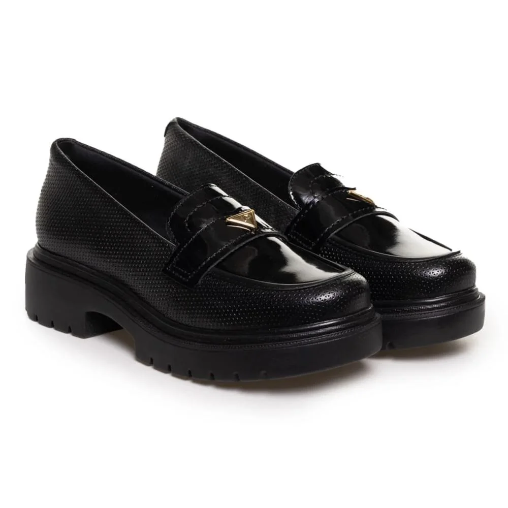 Sapato Mocassim Pegada Verniz Feminino Preto 2